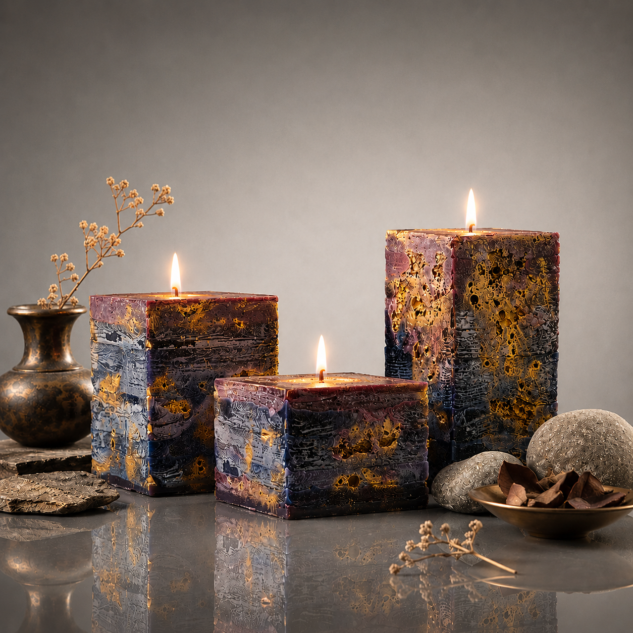 Obsidian Vein Candle Set