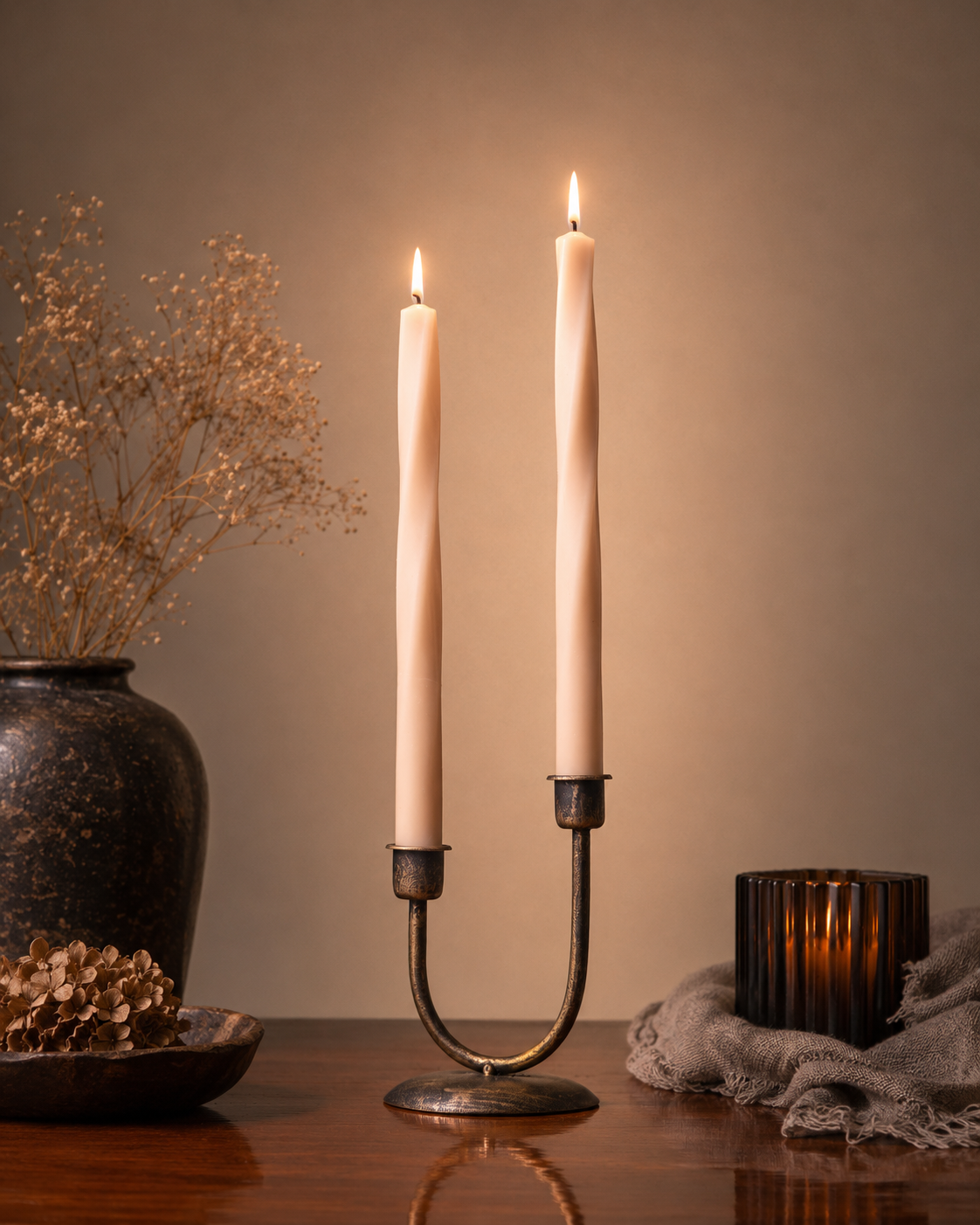 Grace Tall Twist Taper Candle Set