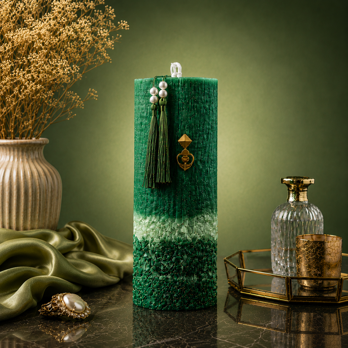 Emerald Majesty — 22 cm Statement Pillar Candle
