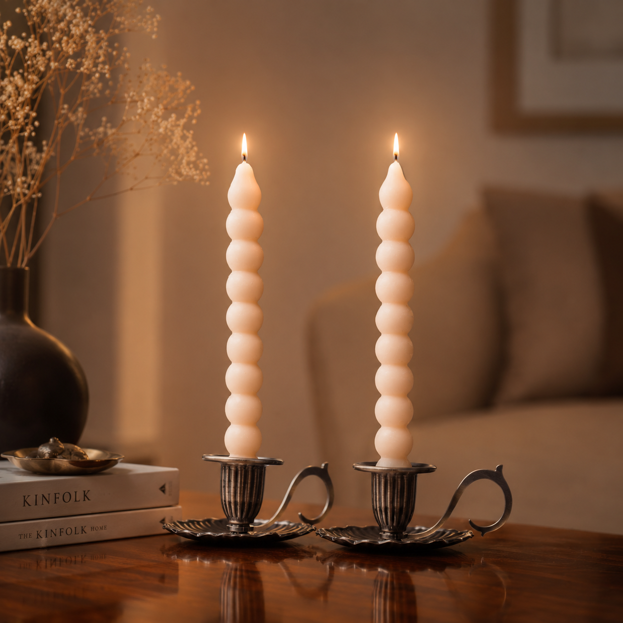 Pearl Taper Candle Set
