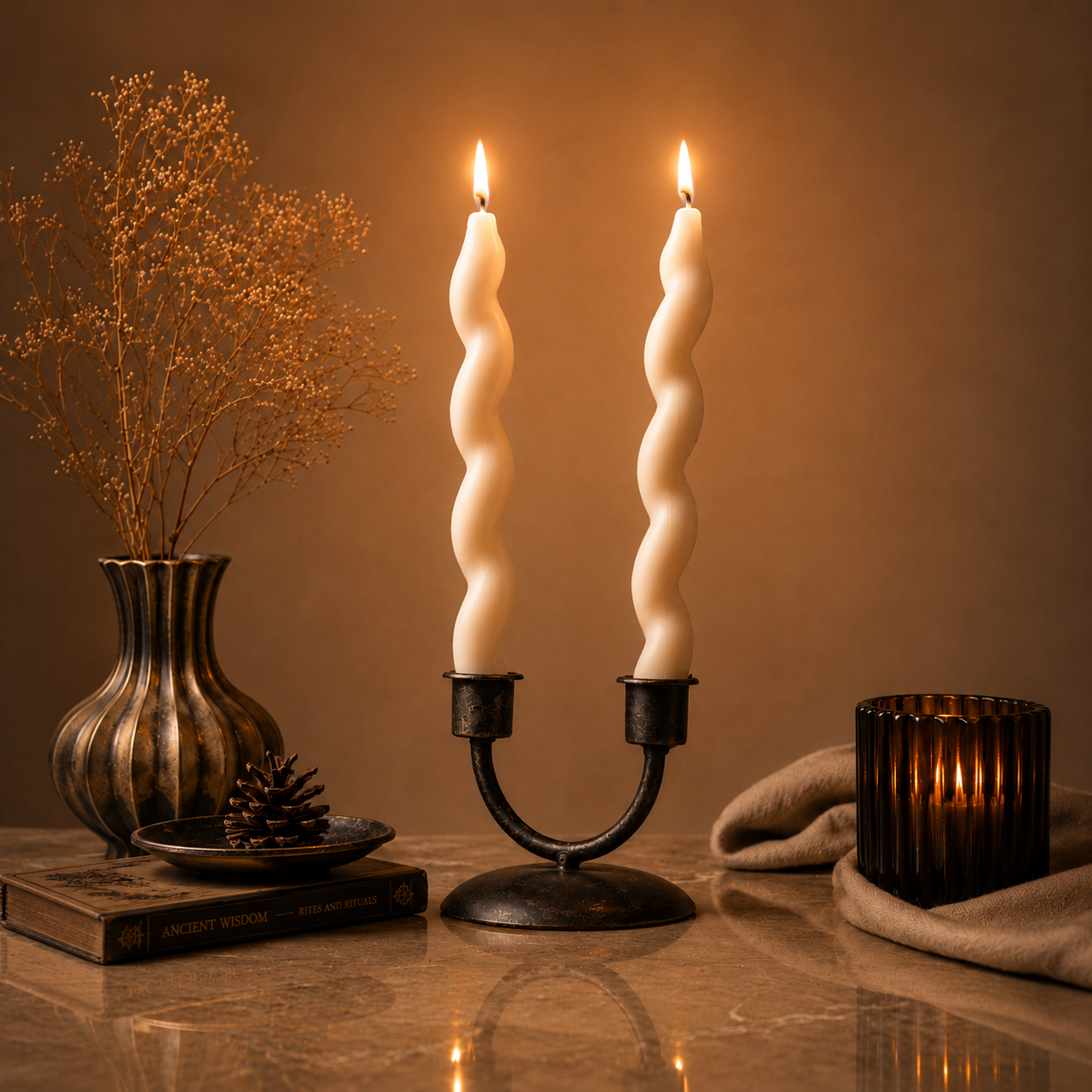 Wave Taper Candle Set (holder included)