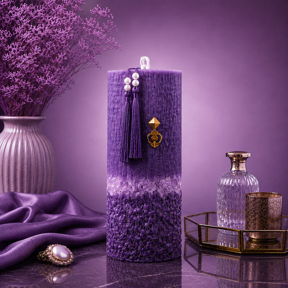Violet Royale — 22 cm Statement Pillar Candle