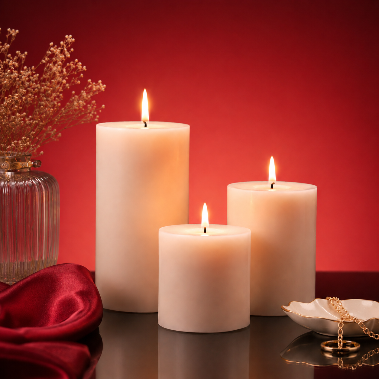 Velvet Glow Pillar Candles