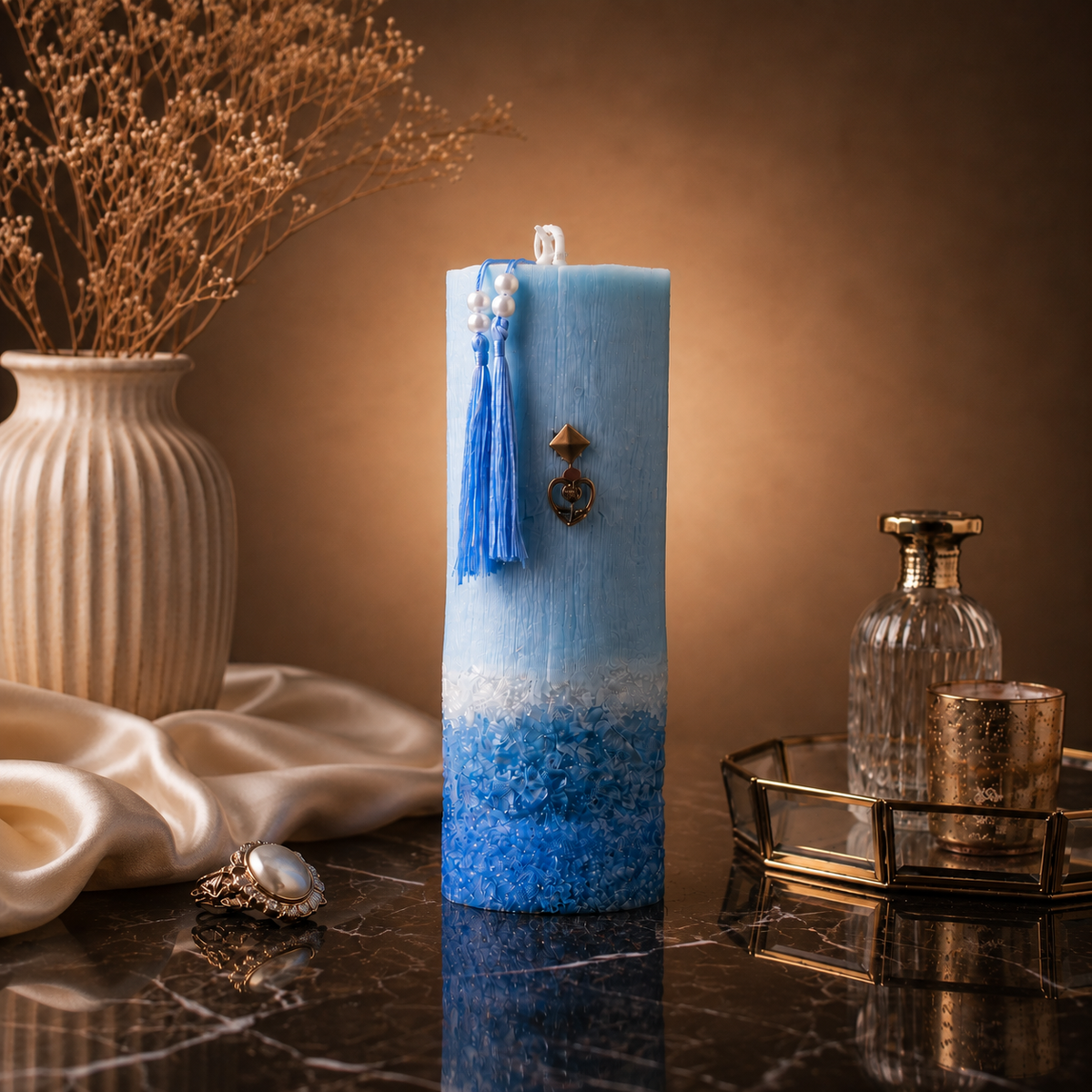 Azure Royale — 22 cm Statement Pillar Candle