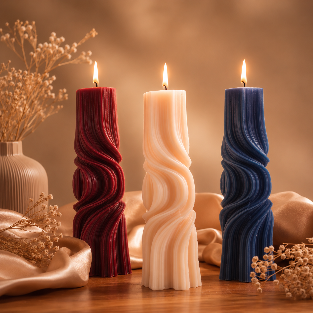 Sculpted Wave Candles